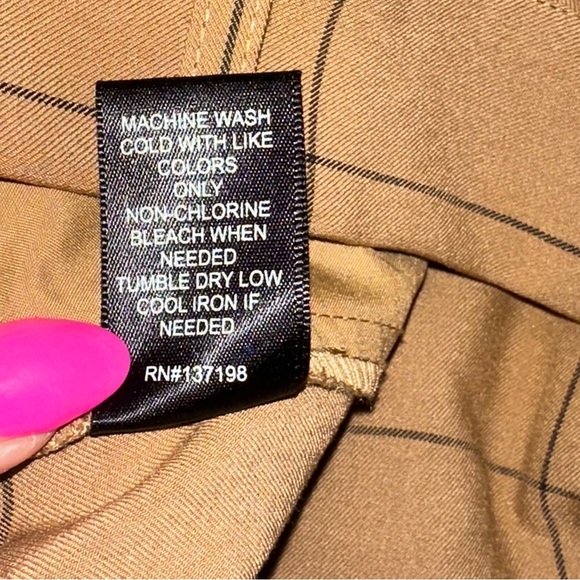 Anthropologie Slacks Bailey 44 Tan Plaid Wide Leg Dress Pants Size Small - Picture 4 of 7